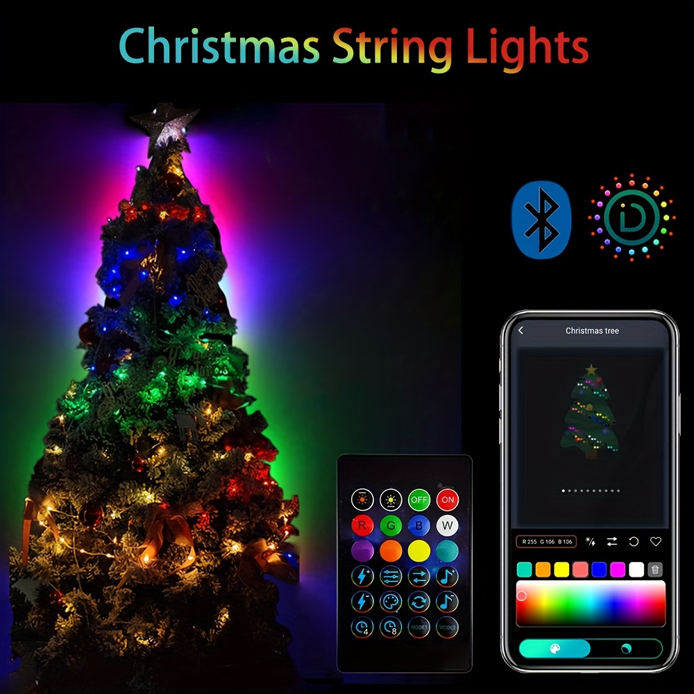 5M/10M Christmas Tree Topper Lighted - Smart App Remote Control LED Color  Changing Star Tree Toppers Sync with Music, Dimmable, Timer, USB Plug in  Topper for Xmas Party Holiday Decorations 