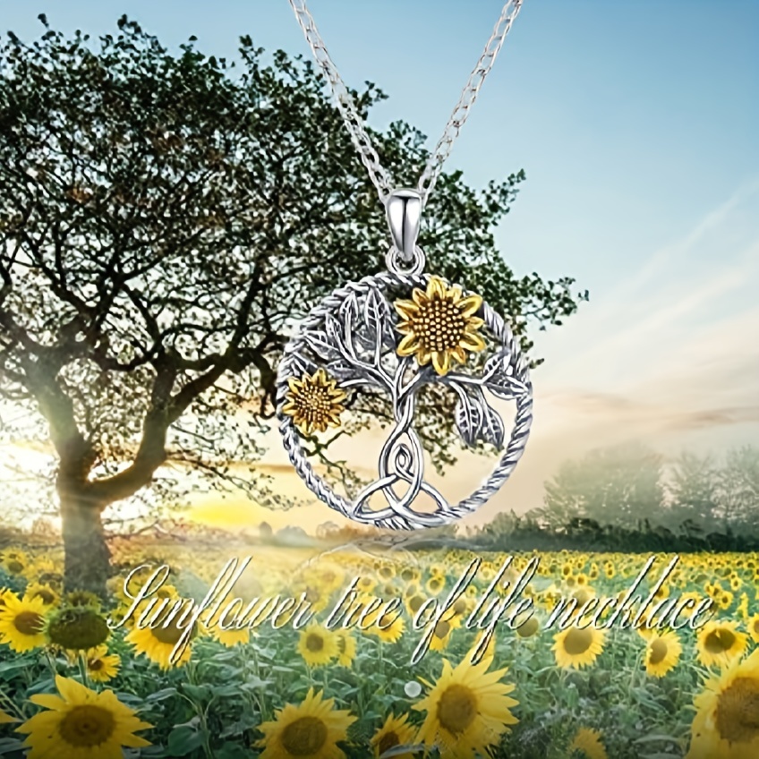 Sunflower Necklace – Silver Stamped Jewelry