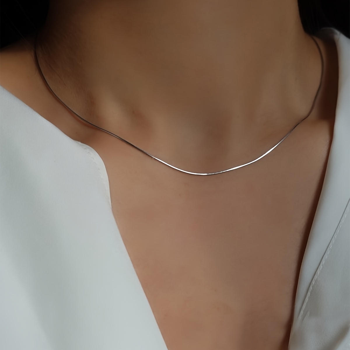 Classic Simple Silver Snake Bone Pattern Chain For Jewelry - Temu