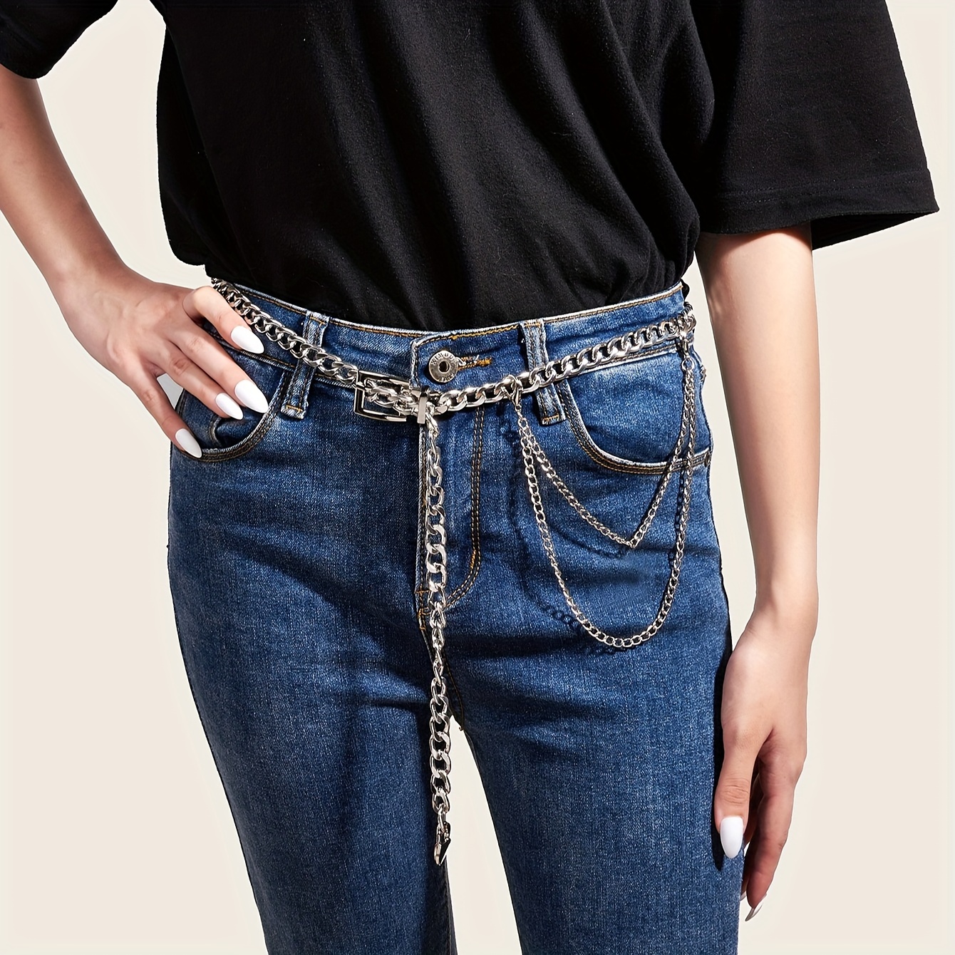 Ladies silver chain on sale belts