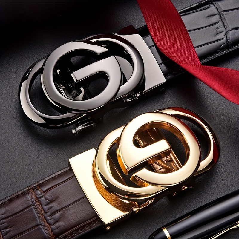 Luxury Men Belts Cowskin Genuine Leather Double G Letter Buckle Designers  Belts For Men Famous Brand Dress Wedding Work Strap