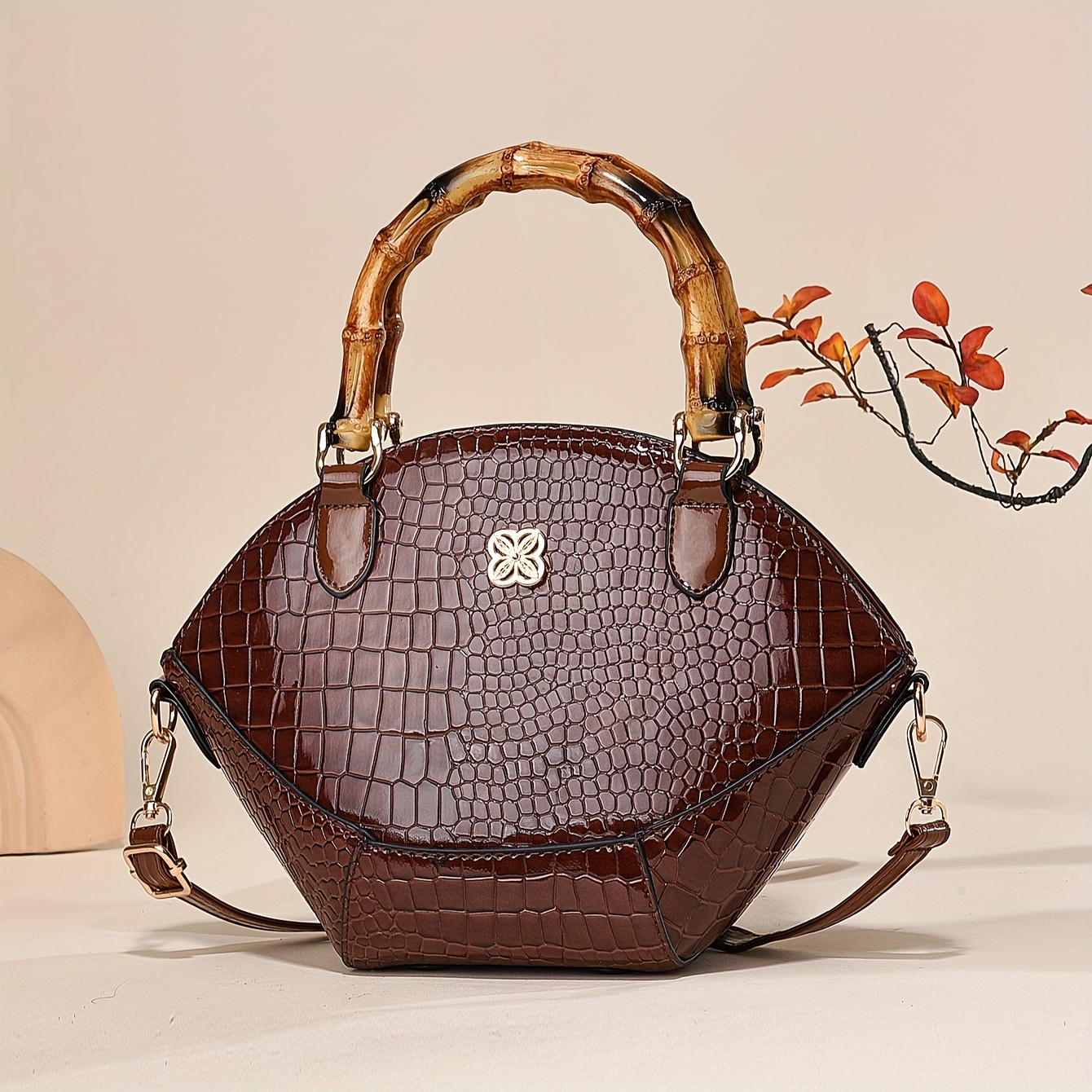 Elegant Gradient Color Tote Bag, Mini Crocodile Pattern Handbag, Luxury Pu  Leather Crossbody Purse For Women - Temu