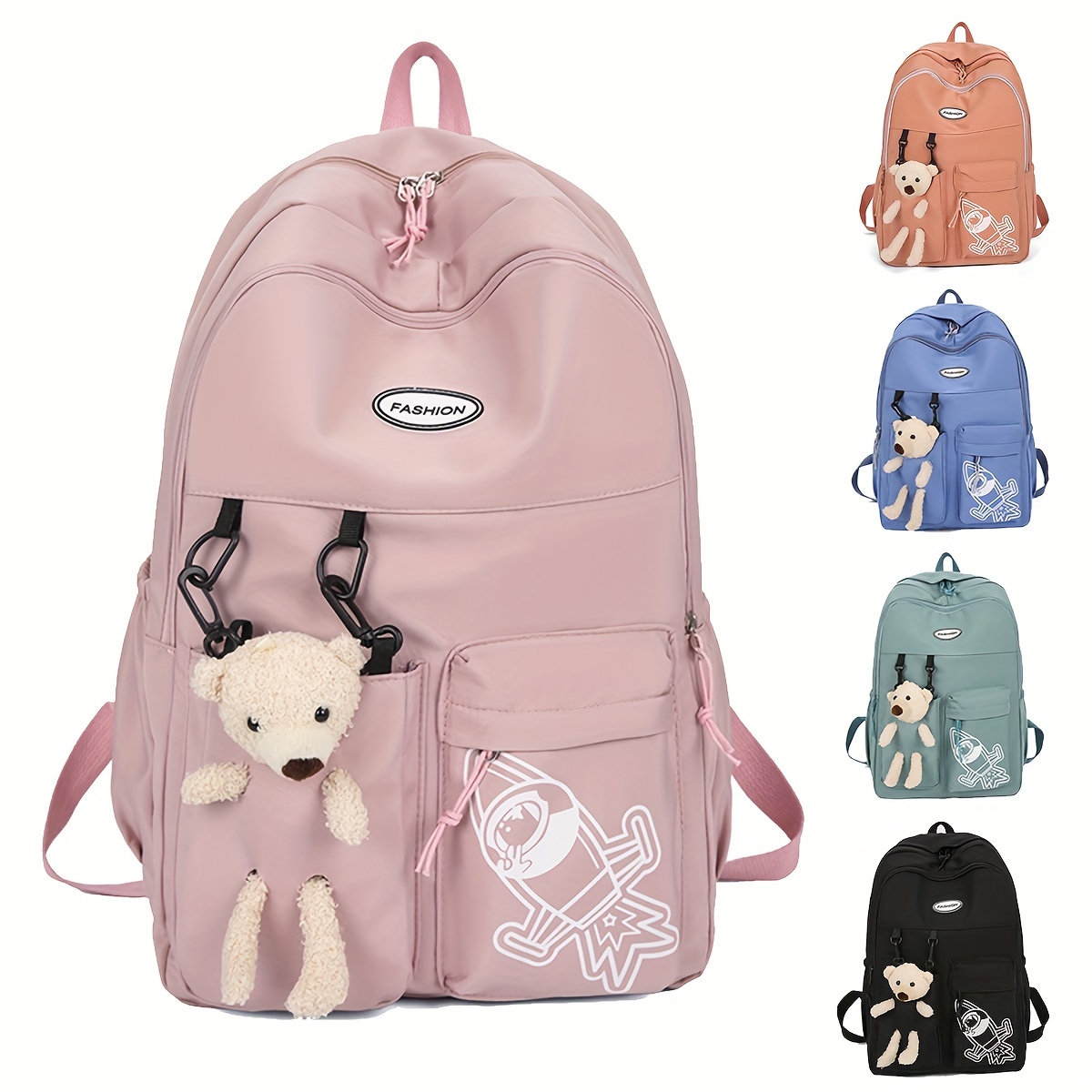 New Four-piece Student Schoolbag Casual Travel Backpack Shoulder Backpack  Fashion Plaid Bag, No Hanging Ornaments - Temu