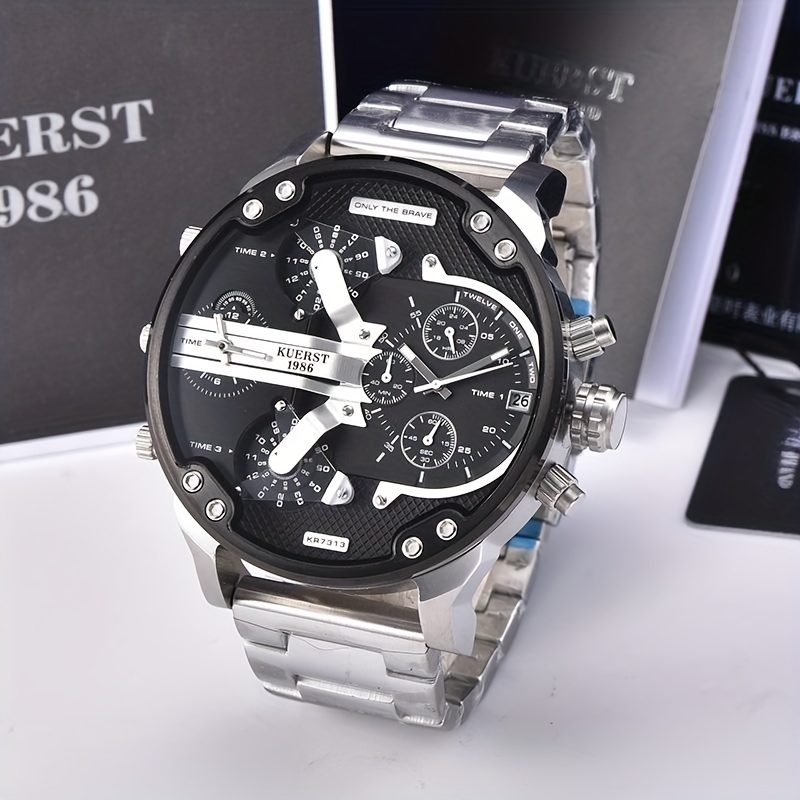 Reloj super grande Diesel, hombre, color plata, colección Daddy