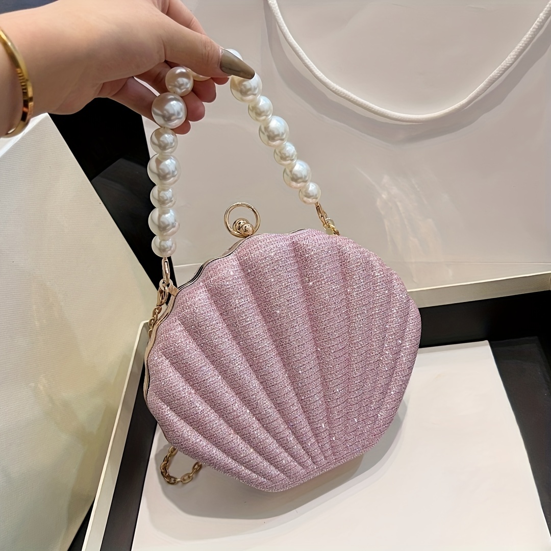 Trendy Transparent Seashell Evening Bags With Metal Acrylic Chain