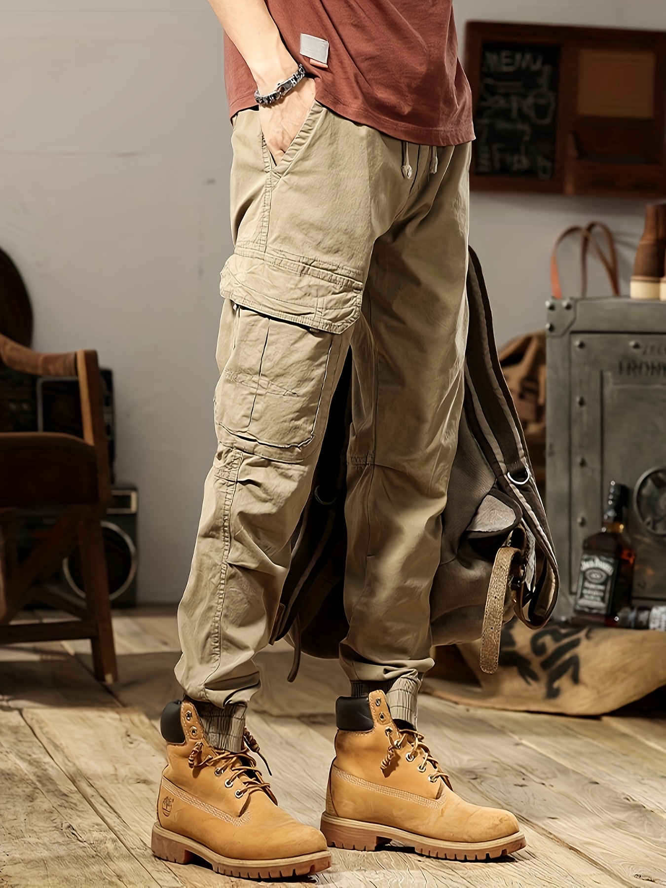 Pantalones de trabajo delgados para hombre, ropa de carga, 6 pantalones de  trabajo, bolsillo de combate, pantalones de trabajo de cocina para hombres