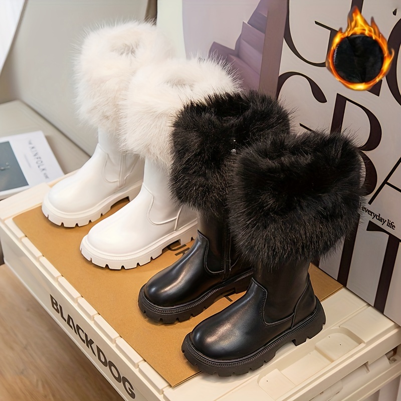 Girls white hot sale fur boots