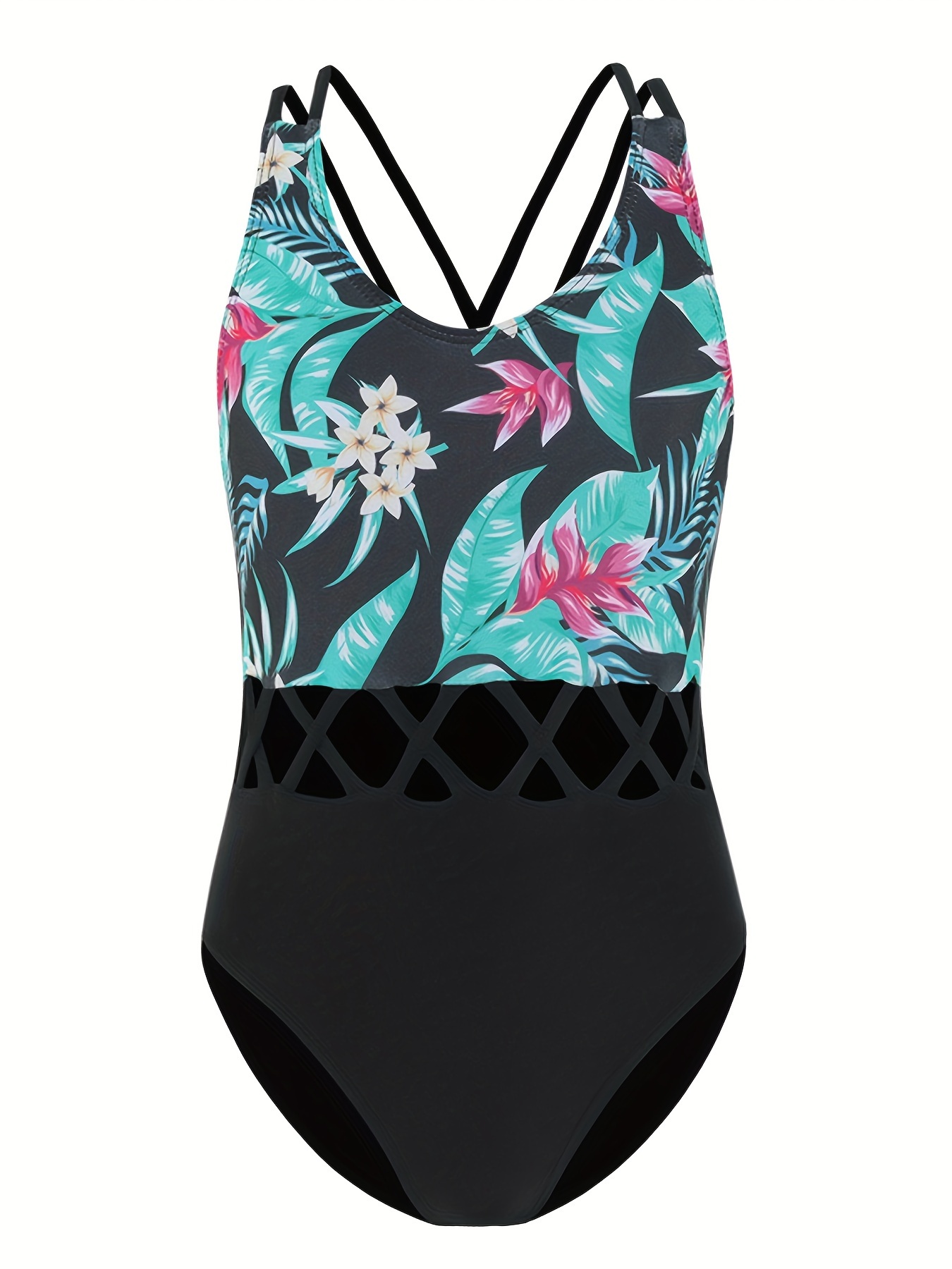 2pcs Flora Print Swimsuit Sets Girls Comfy Bikini Set For Hawaii Summer Gift