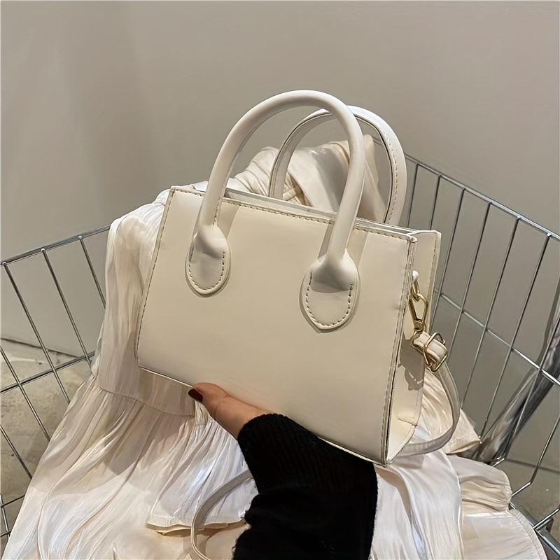 Zecatl Ladies Handbag White Modern Fashion Shoulder Bag Purse Pu Leather White White