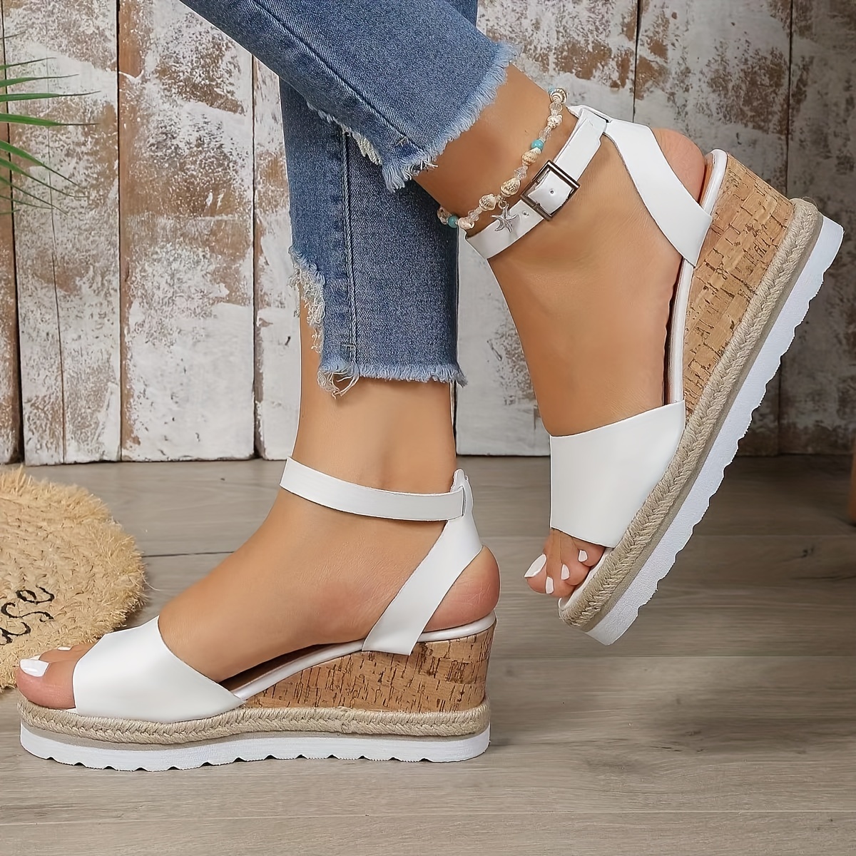 Women's Floral Print Wedge Sandals, Stylish Ribbon Details Platform  Sandals, Fashion Dressy Shoes