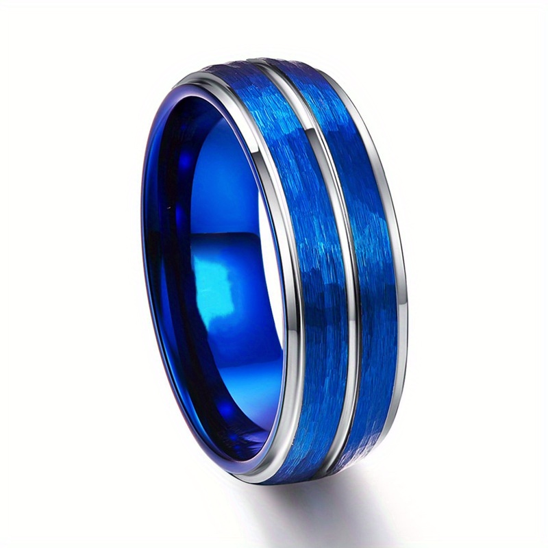 1 Box 18pcs Blue Blank Core Rings, 6 Sizes Stainless Steel Blank Finger  Rings, Hypoallergenic Inlay Ring, Round Grooved Empty Ring Blanks, For  Jewelry