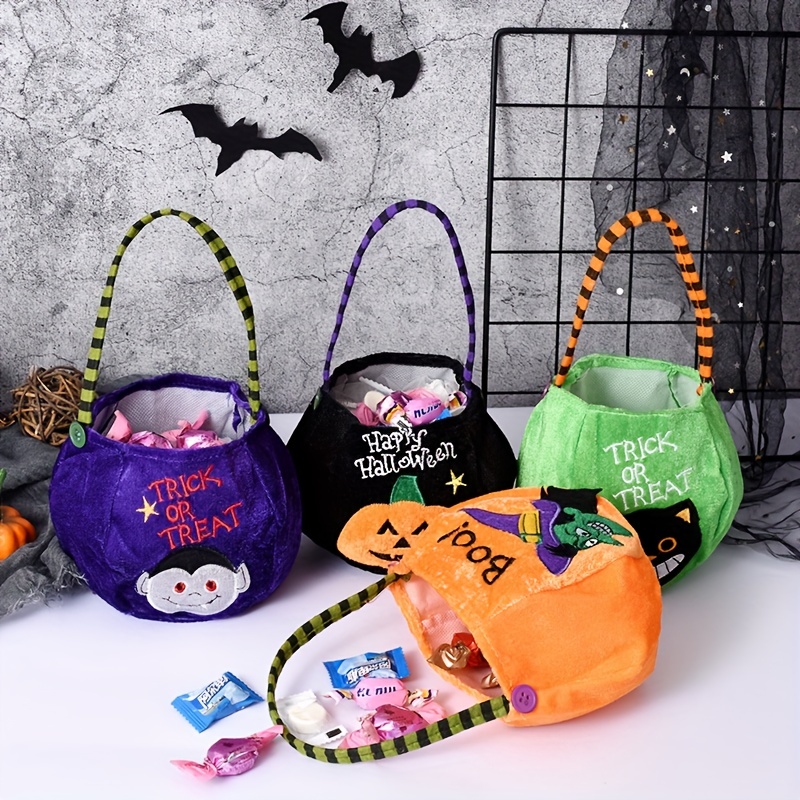 Halloween Candy Bags with LED Light Trick or Treat Bags Halloween Party Bags  with Grimace Multipurpose Reusable Bucket for Kids Halloween Supplies  Favors 