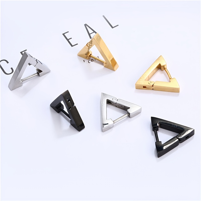 Creative Inverted Triangle Stainless Steel Dangle Earrings 18k Gold Plated  Jewelry Women Accessories 1pair - Jewelry & Accessories - Temu