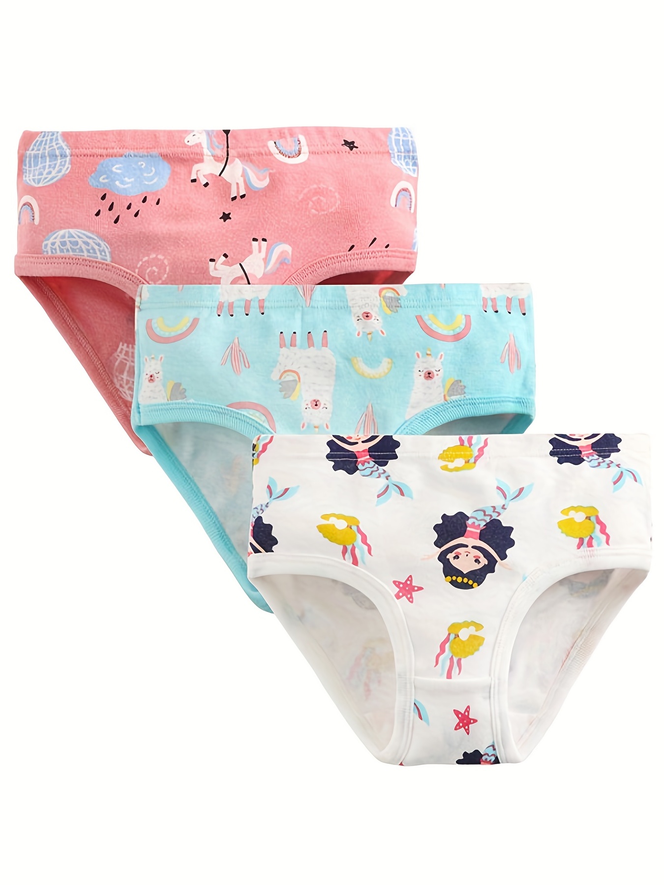 6pcs/lot Baby Kids Girl Panties Casual Simple Cartoon Printed Triangle  Underwear Clothes 4-5 Years Old 