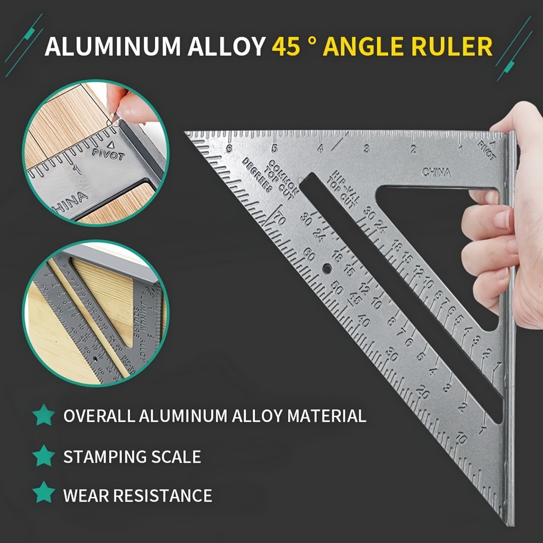 Right Angle Ruler Triangle Ruler Aluminum Alloy 45/90 Degree