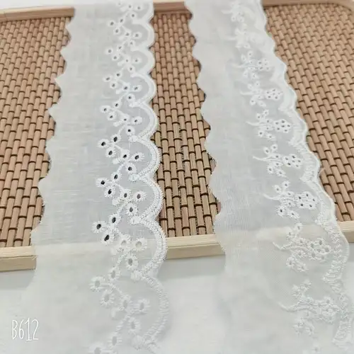 Cotton Embroidered Lace Trim, White Beige Ribbon Fabric, DIY Sewing,  Handmade Craft Materials, Clothes, Home Decoration, 5Yards