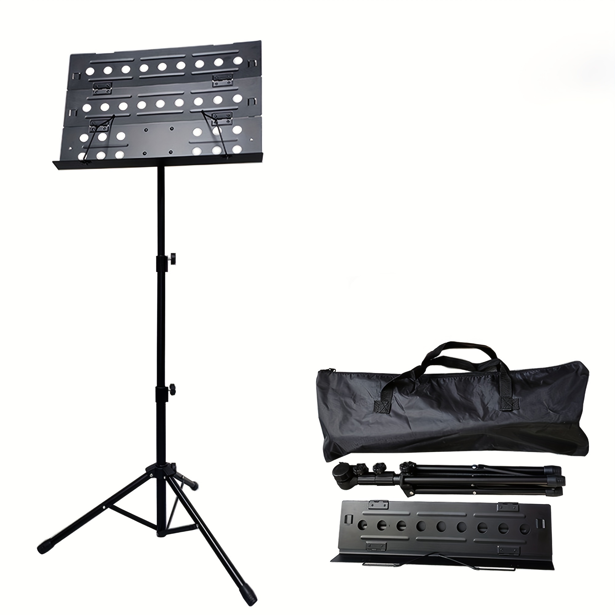 Pupitre de musique en métal portable Instruments de musique détachables  pour piano violon guitare partitions noir 