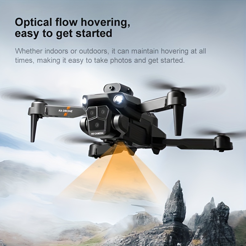 Dron K6 con cámara, drones con cámara 4K para niños, cuadricóptero RC para  principiantes con zoom de 50x, juguete para niños fácil de jugar, altura de