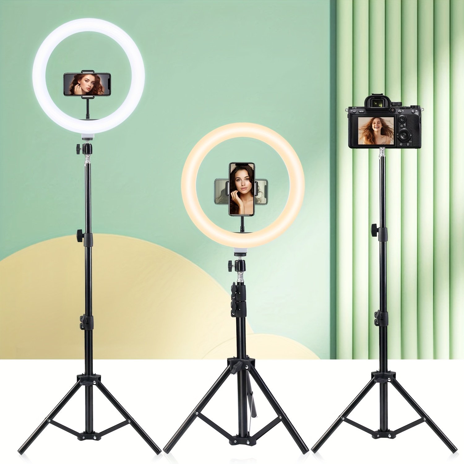 1pc LED Ring Light 10 Avec Trépied Support De Téléphone - Temu Canada