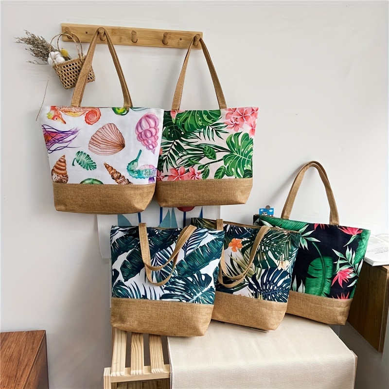 ZYYMMNN Summer Casual Straw Bags Women Lemon Embroidery Handbag Shoulder  Bags Vacation Beach Tote Bag Big Purses 27X17X40CM