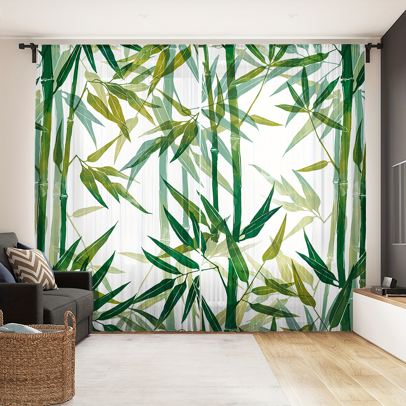 palmera cortinas negro verde hojas cortinas para sala de estar