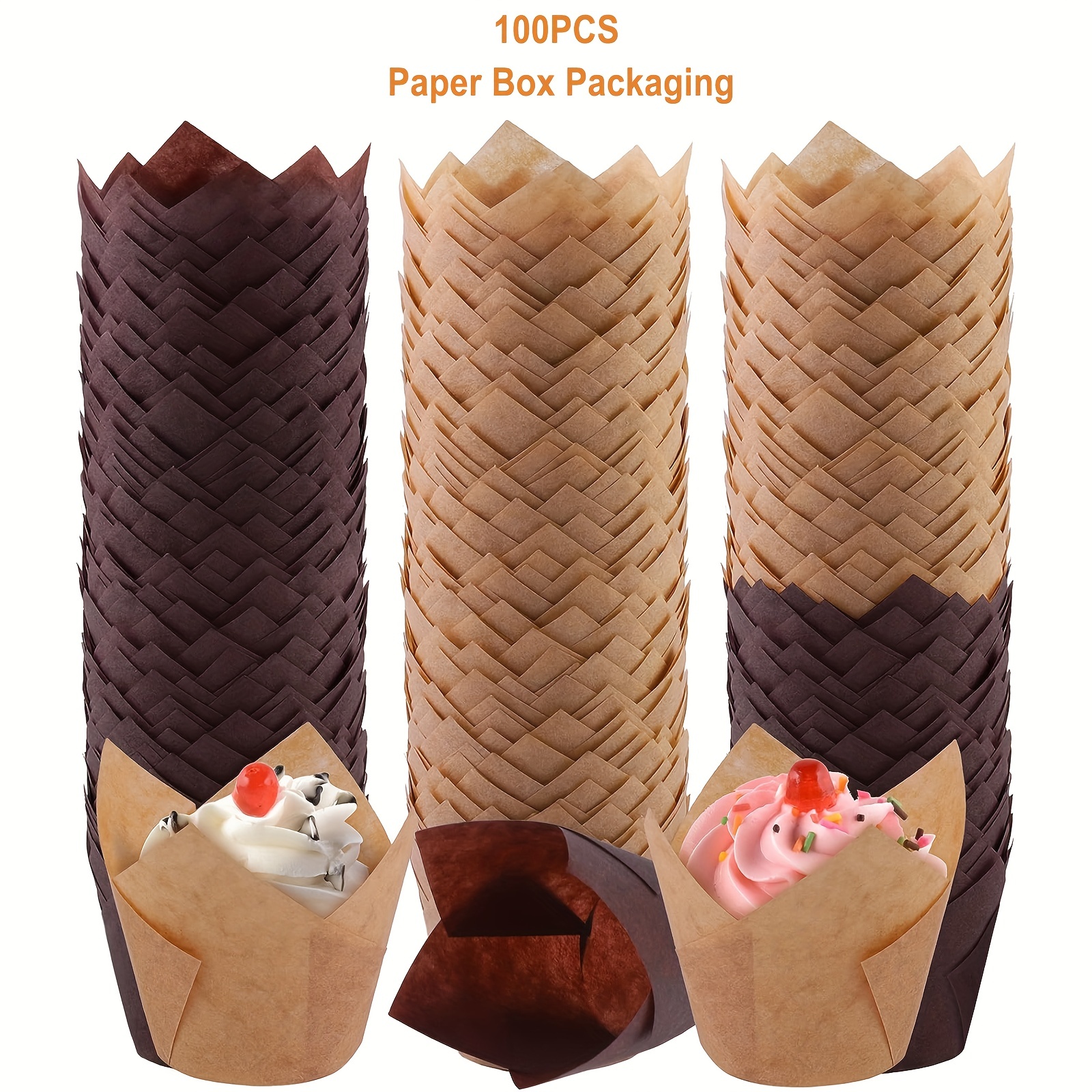 [Nordic Paper] 200pcs Tulip Cupcake Liners for baking cups with four fancy  designs EU Parchment paper Standard Size Tulip Muffin liners, Cupcake