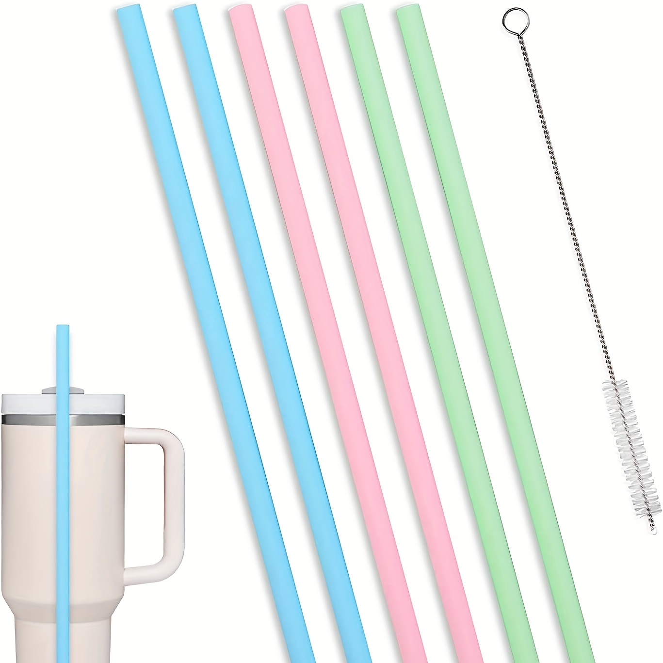 Silicone Straw for 40oz 30oz Cup,Reusable Smoothie Flexible Straw