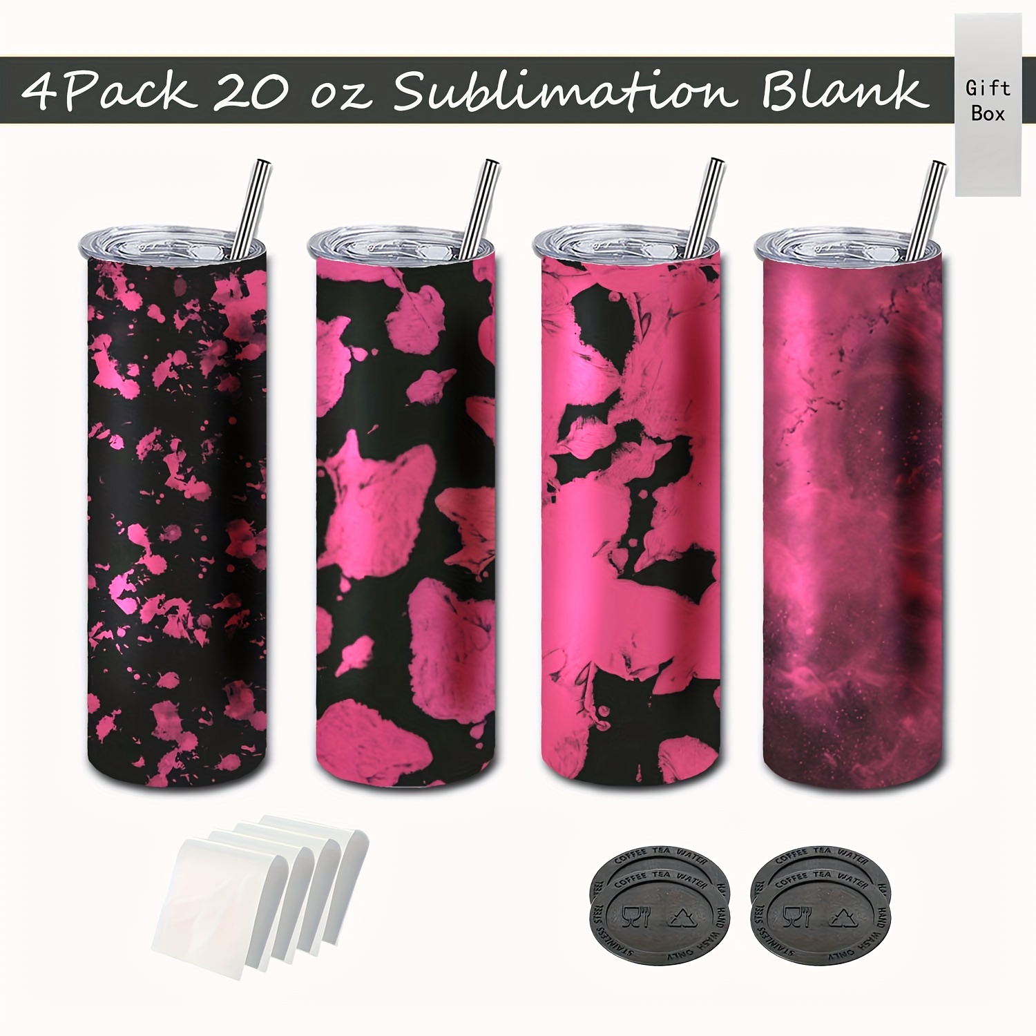 8pcs, Sublimation Tumblers Blank 20oz Straight Skinny Bulk For Heat  Transfer, Double Wall Insulated, DIY Gifts, Christmas Gifts