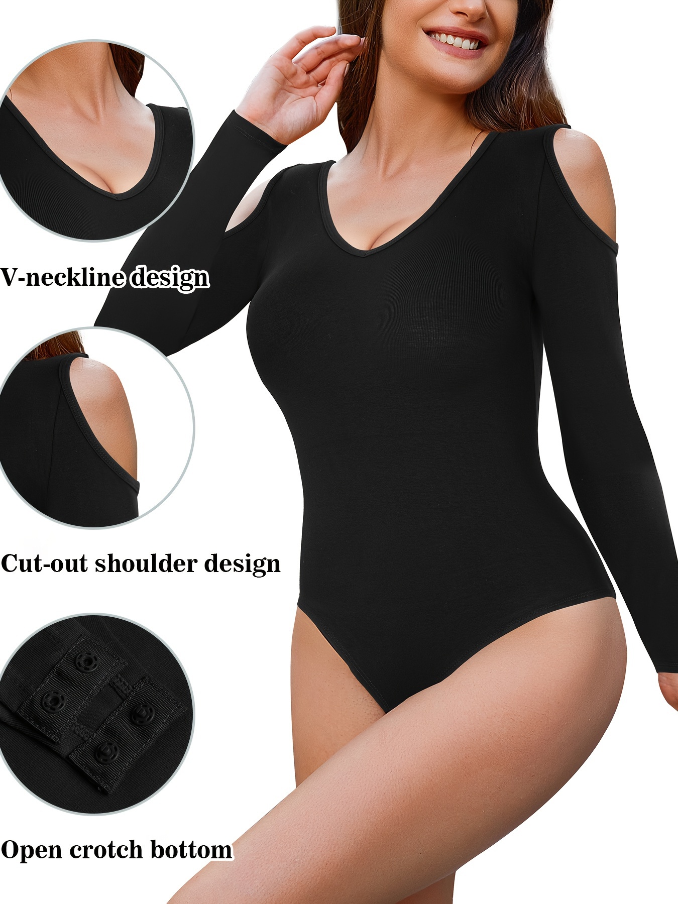 Long Sleeve Shaping Bodysuit, Tummy Control Slimmer Zip Up Body Shaper,  Women's Underwear & Shapewear