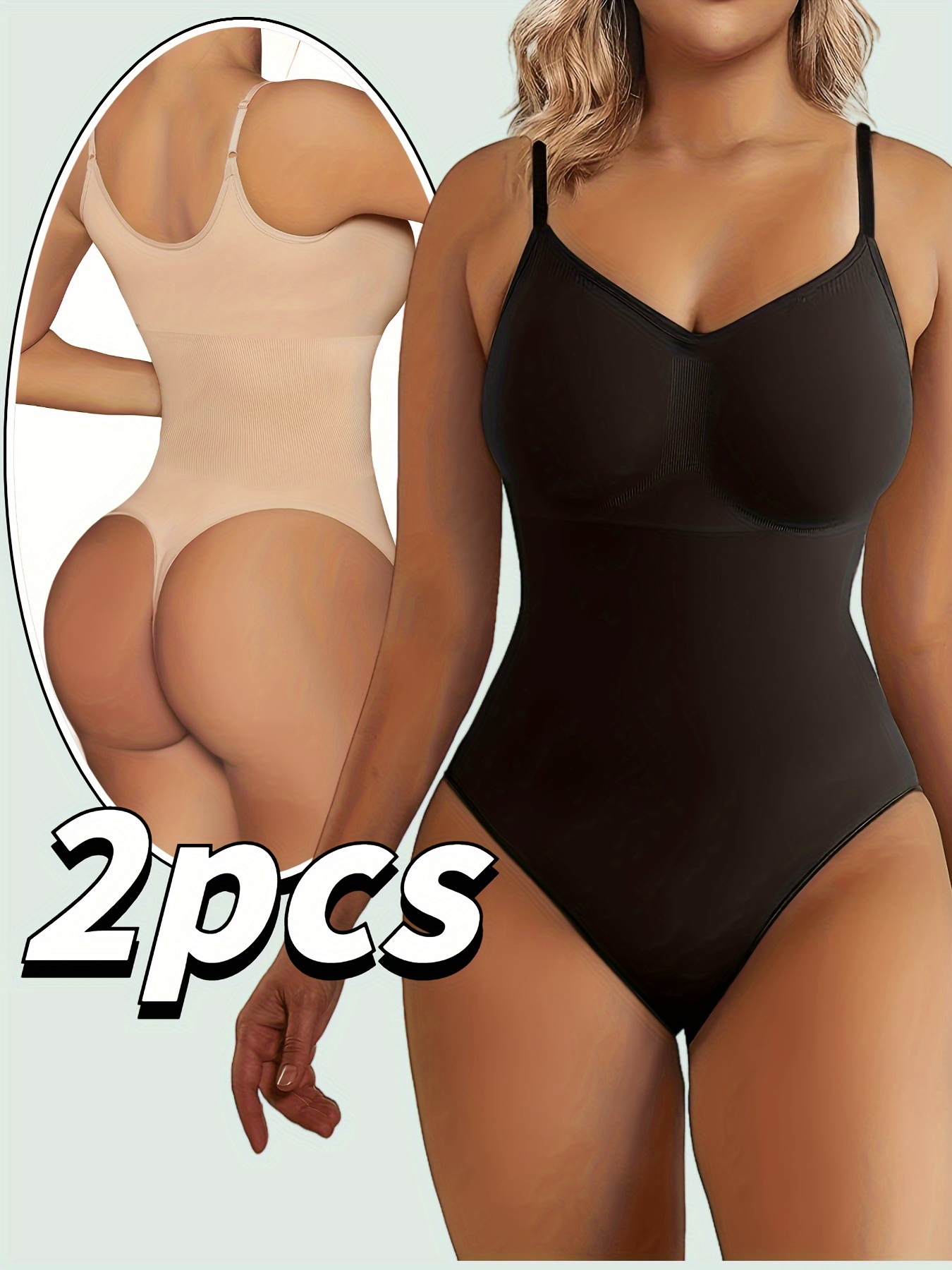 1pc Seamless Tummy Control Bodysuit Shapewear For Women With Thong