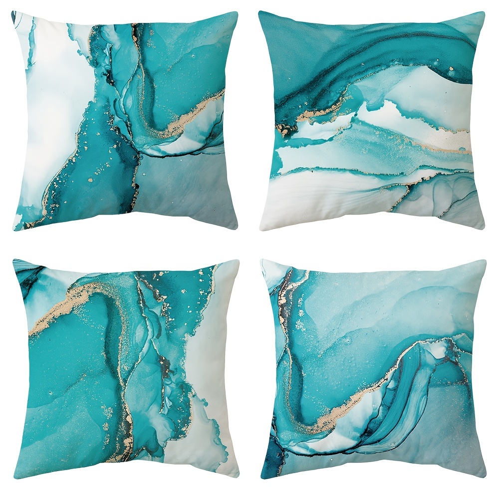 Teal Throw Pillows Covers for Couch 18x18 Set of 4 Flower Teal Decorative  Throw Pillows Rose Dark Turquoise Pillows - AliExpress