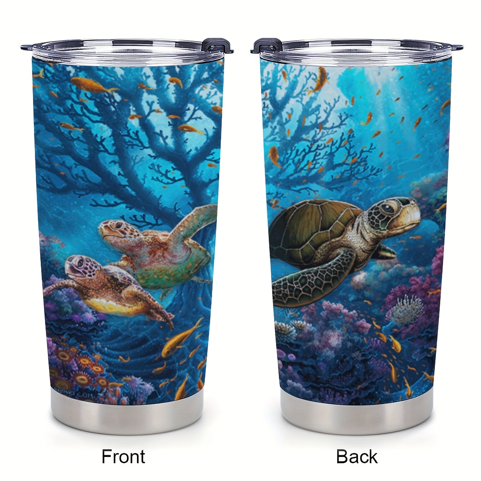 Silicone 16oz Sea Turtle Tumbler with Lid and Straw - Loggerhead