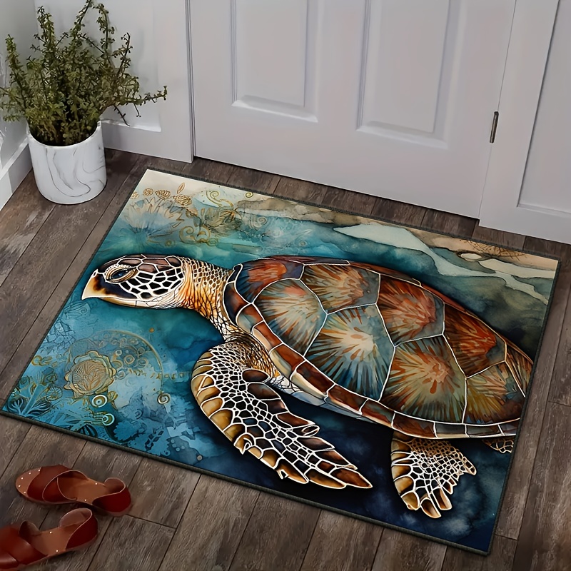 1pc Alfombra Baño Tortuga Marina Franela Suave Alfombra - Temu