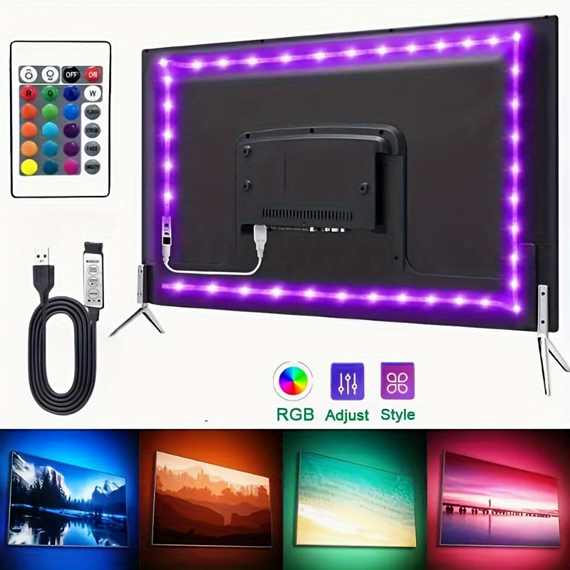 tira led usb ambilight tv tira led rgb luces led pilas Tiras de luz LED con  USB, lámpara Flexible de diodo de cinta RGB, 5V, 1M, 2M, 3M, 4M, 2835,  5050, DC5V