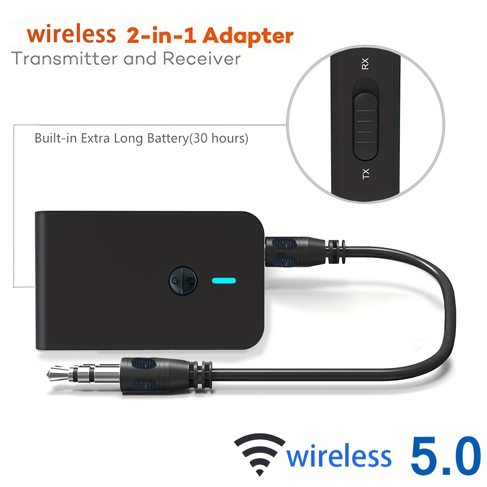 Bluetooth 5.0 Transmetteur Récepteur 3-en-1, Adaptateur audio sans fil 3,5  mm pour Tv Pc Casque Home S