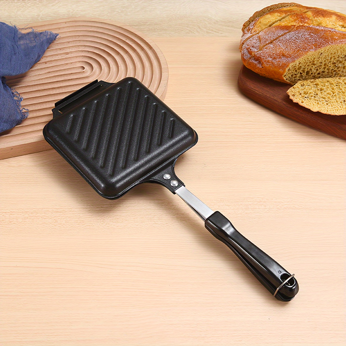 Stovetop Panini Press Portable Removable Sandwich Maker Dorm Essentials  Breakfast Sandwich Maker Wooden Handle For Breakfast - AliExpress
