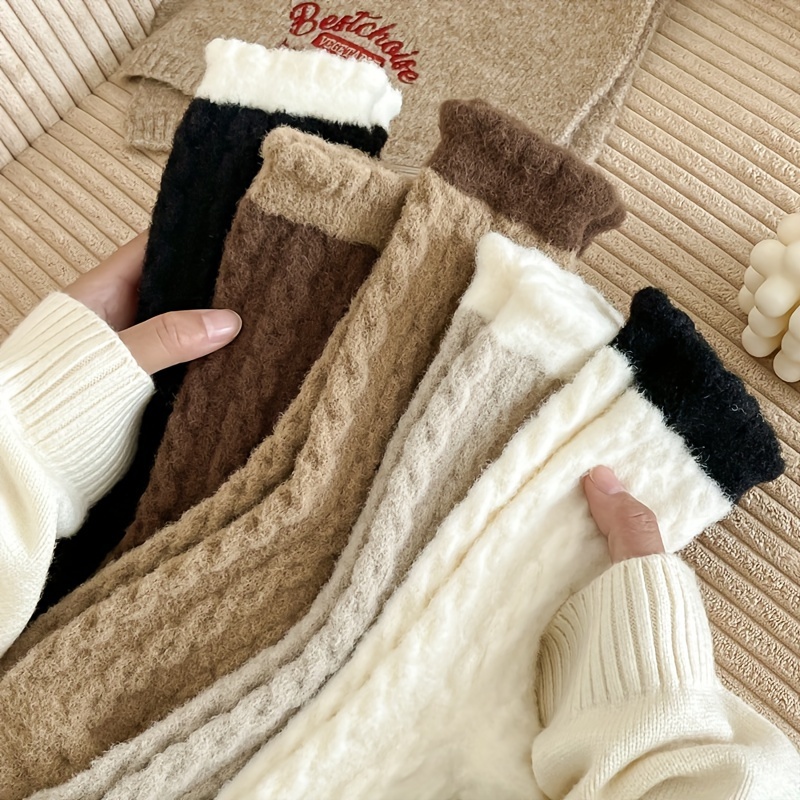 20 pares de calcetines de lana para mujer, calcetines gruesos de punto para  invierno, cálidos, multicolor, suaves, esponjosos, acogedores, cómodos