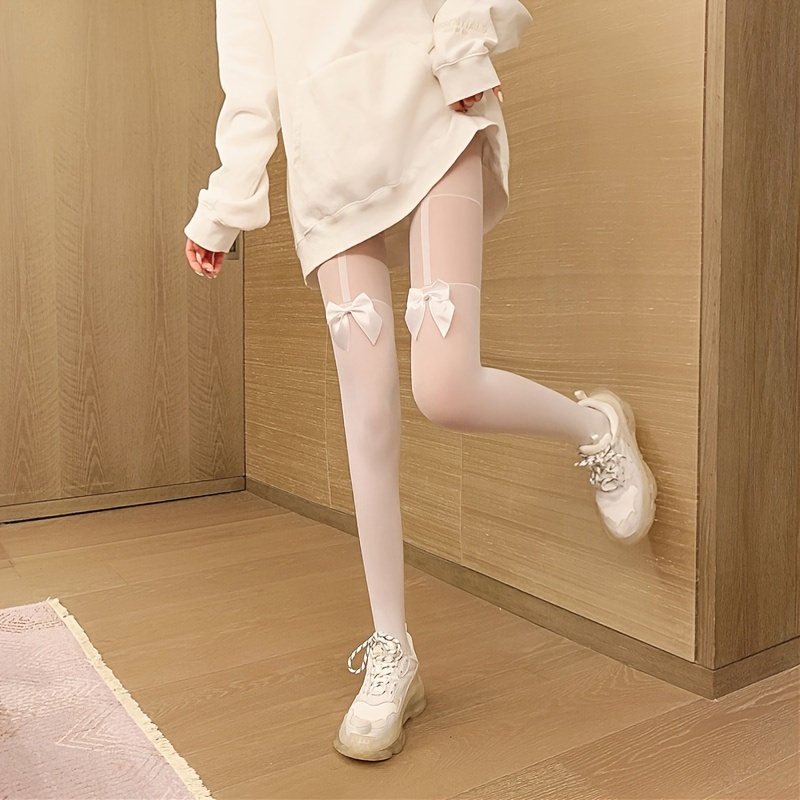 Geo Striped Lace Tights Jk Style Hollow Slim Pantyhose - Temu