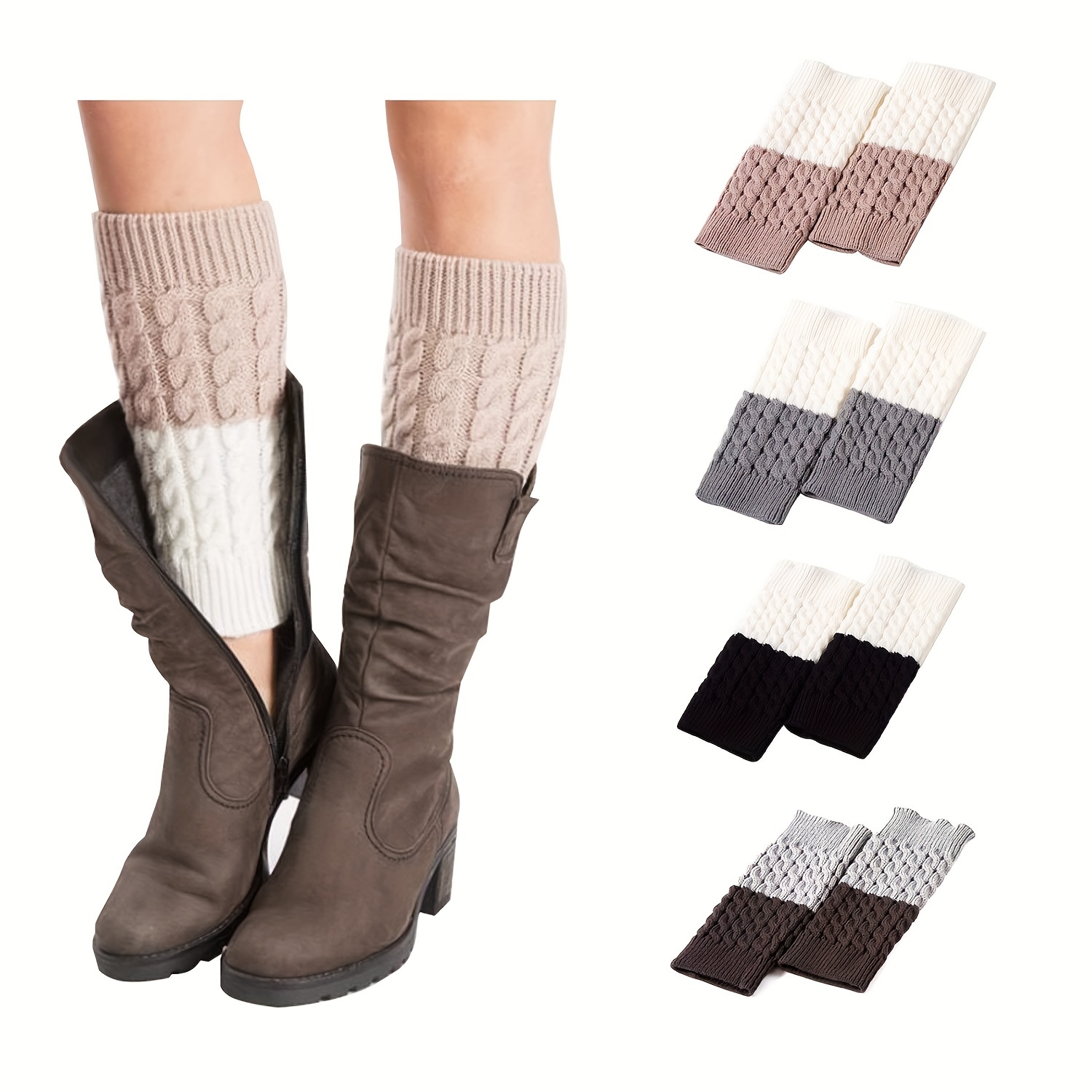 Snowflake Leg Warmers Loose Legs Warmer Knitted Socks Boot Cuffs Gaiters  Winter Sock For Women Girls