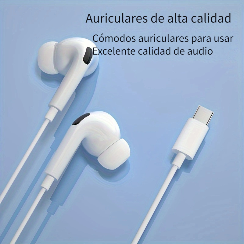 Auriculares HiFi con cable tipo C, cascos internos con micrófono