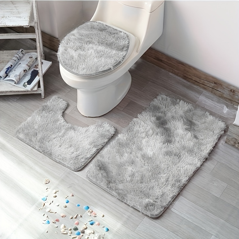 Grey Cobblestone Bathroom Rug Non slip Padded Bath Mat For - Temu