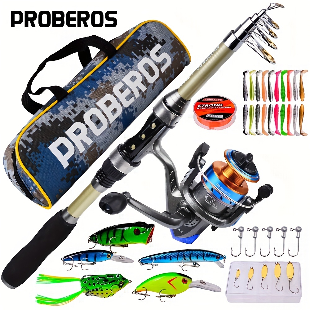 Kids Fishing Rod Reel Combo with Accessories - Carbon Fiber Telescopic Pole  - Spincast Reel - Ultralight Tackle Kit - Perfect Gift for Boys Girls