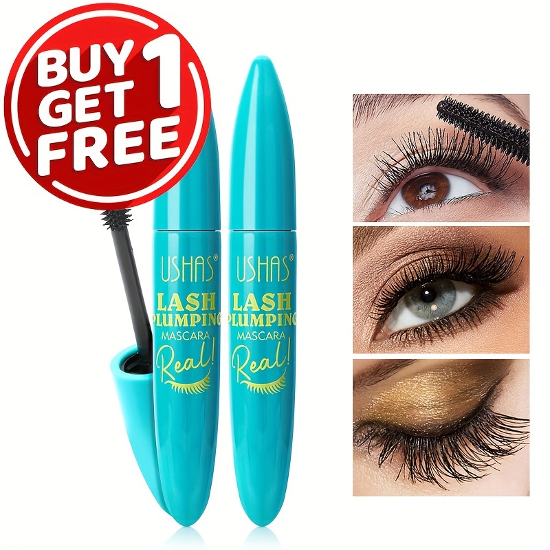 Buy 1 Get 1 Free Ultra Long Lasting Mascara 4D Waterproof Mascara Liquid Fiber Mascara 360 degree Spiral Brush Black Mascara