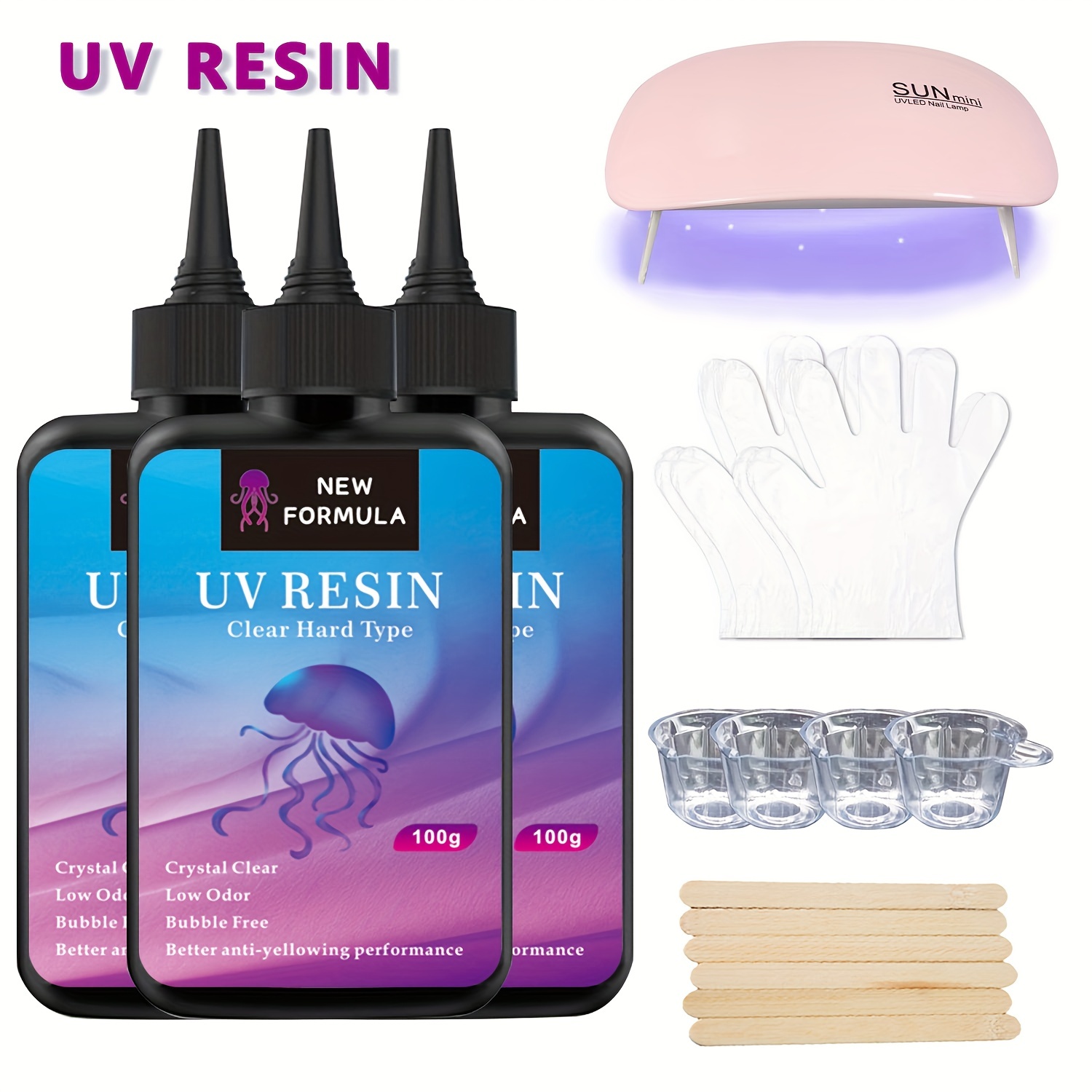 Uv Resin Kit With Lights Upgraded Crystal Clear Uv Resin - Temu