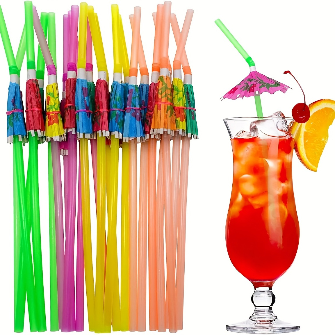 Extra Long BPA-Free Cocktail Straws 100 Pack. Each Clear, Disposable,  Straight Straw is Individually Wrapped. Strong, Slim 7.75in Size Makes a  Great