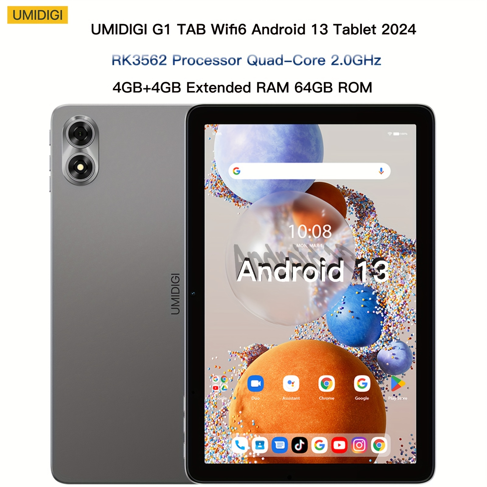 2024 Android 12 Tablet, 10.4 inch 2K FHD Tableta, 8GB RAM 128GB Storage 1TB  Expand, Octa-Core CPU Tablet PC, 2000*1200 IPS, 13MP Rear+8MP Front Camera,  6000mAh Battery Computer Tablets PC with Case