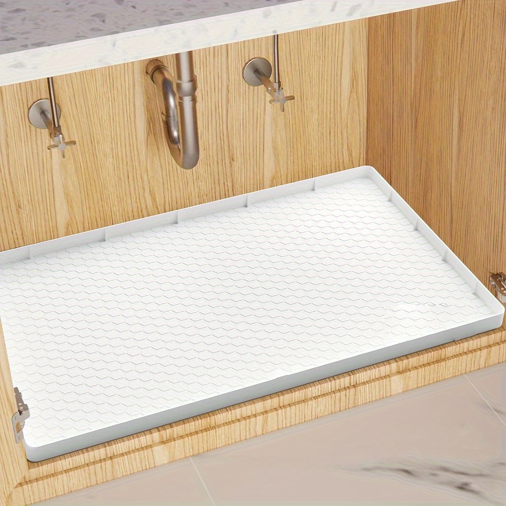 Under Sink Mats for Kitchen Waterproof Mat with Sink Tray with Drain Hole  Grey