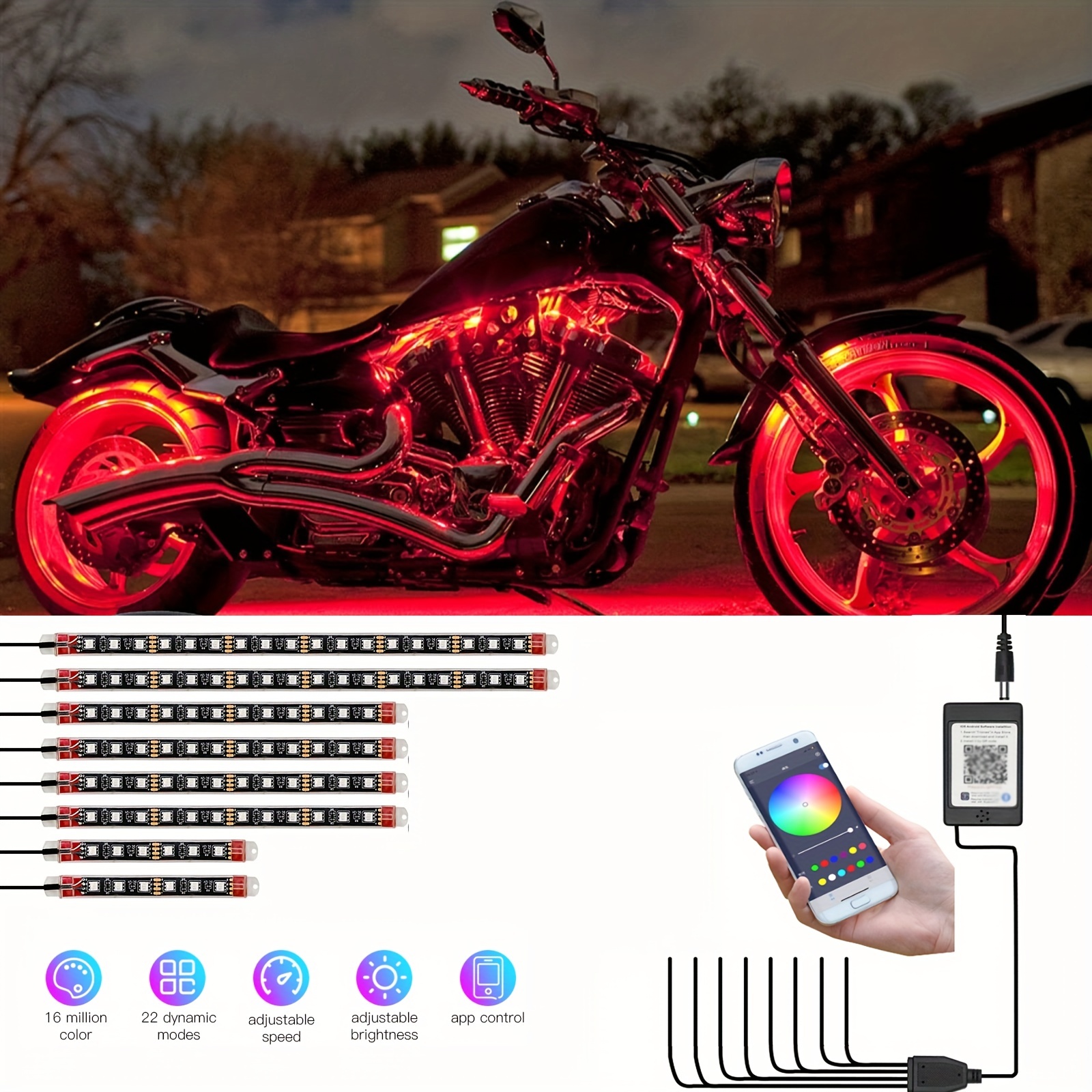 Qiilu Phare de moto, extérieur 6 LED vélo électrique moto vélo point  culminant phare avant lampe, phare LED 