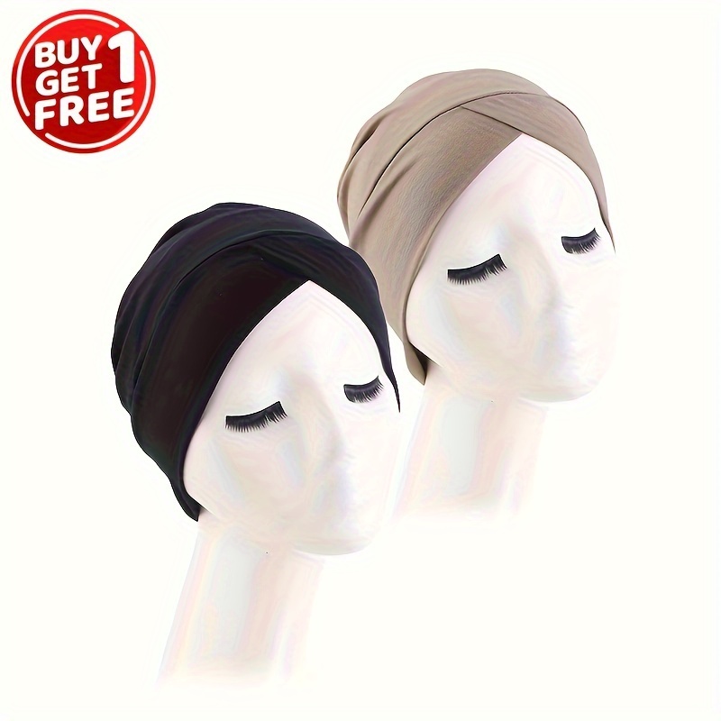 Minimalist Monochrome Undercap Thin Breathable Stretchy Turban, Head Scarf Hat Stylish Non-Slip Inner Hijab Temu