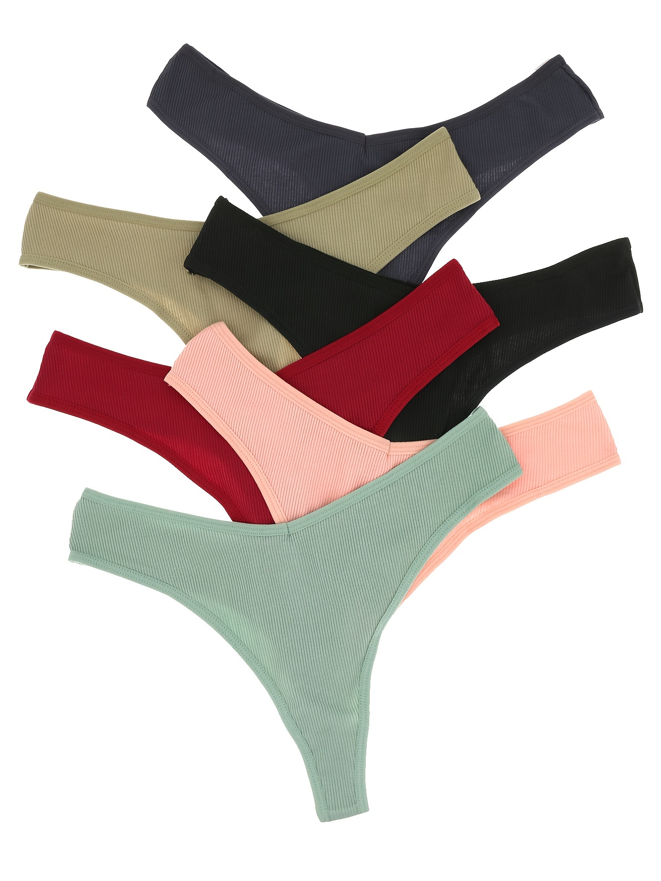 [4 Pairs] Solid Pure Cotton G-Strings & Thongs